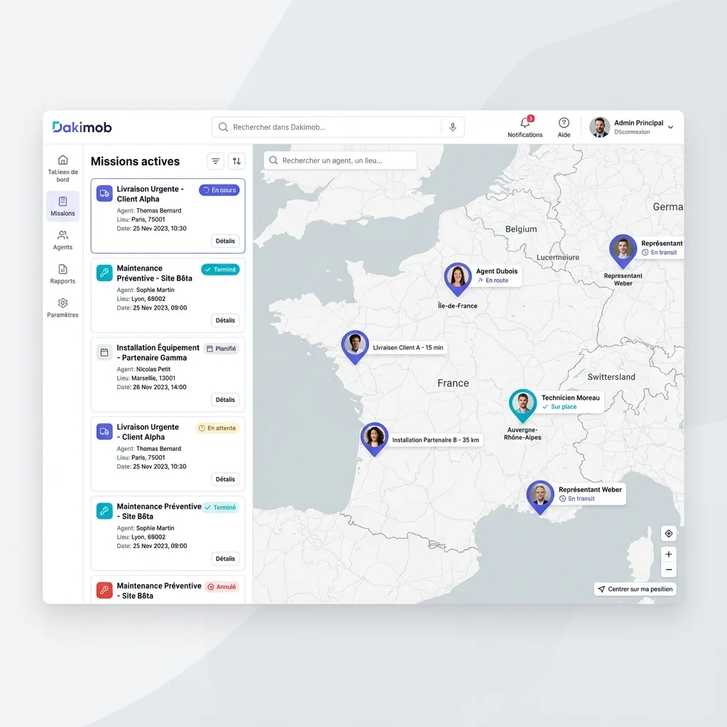 Dakimob Interface - Mission Management