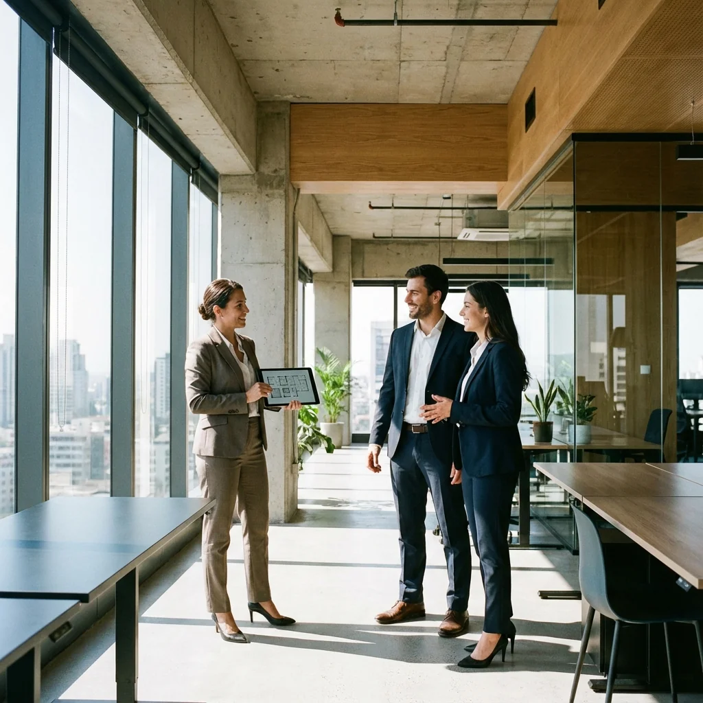 Gestionnaire immobilier effectuant une visite