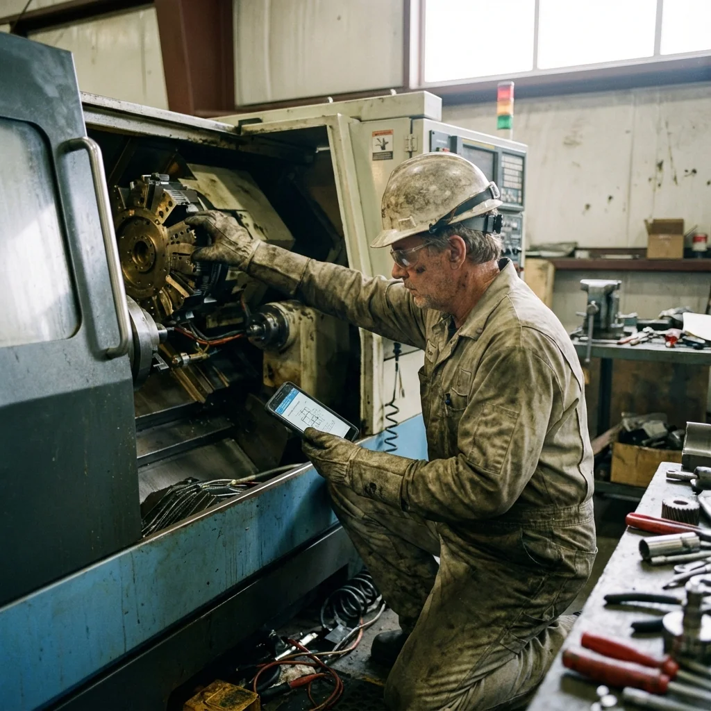 Technician performing industrial maintenance